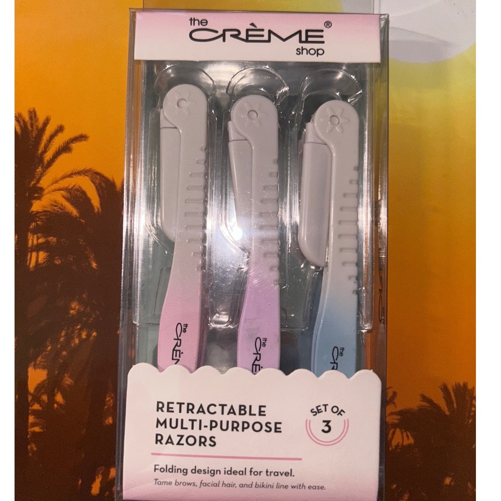 The Creme Shop Retractable Multi-Purpose Razors, 3-Piece Set, Travel Folding